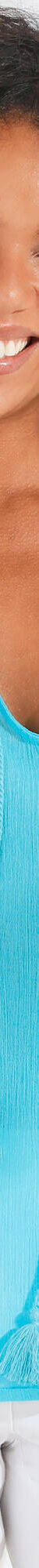 Tuniek met macramé, in katoencrêpe (turkooisblauw) Tuniek met macramé, in katoencrêpe (turkooisblauw)
